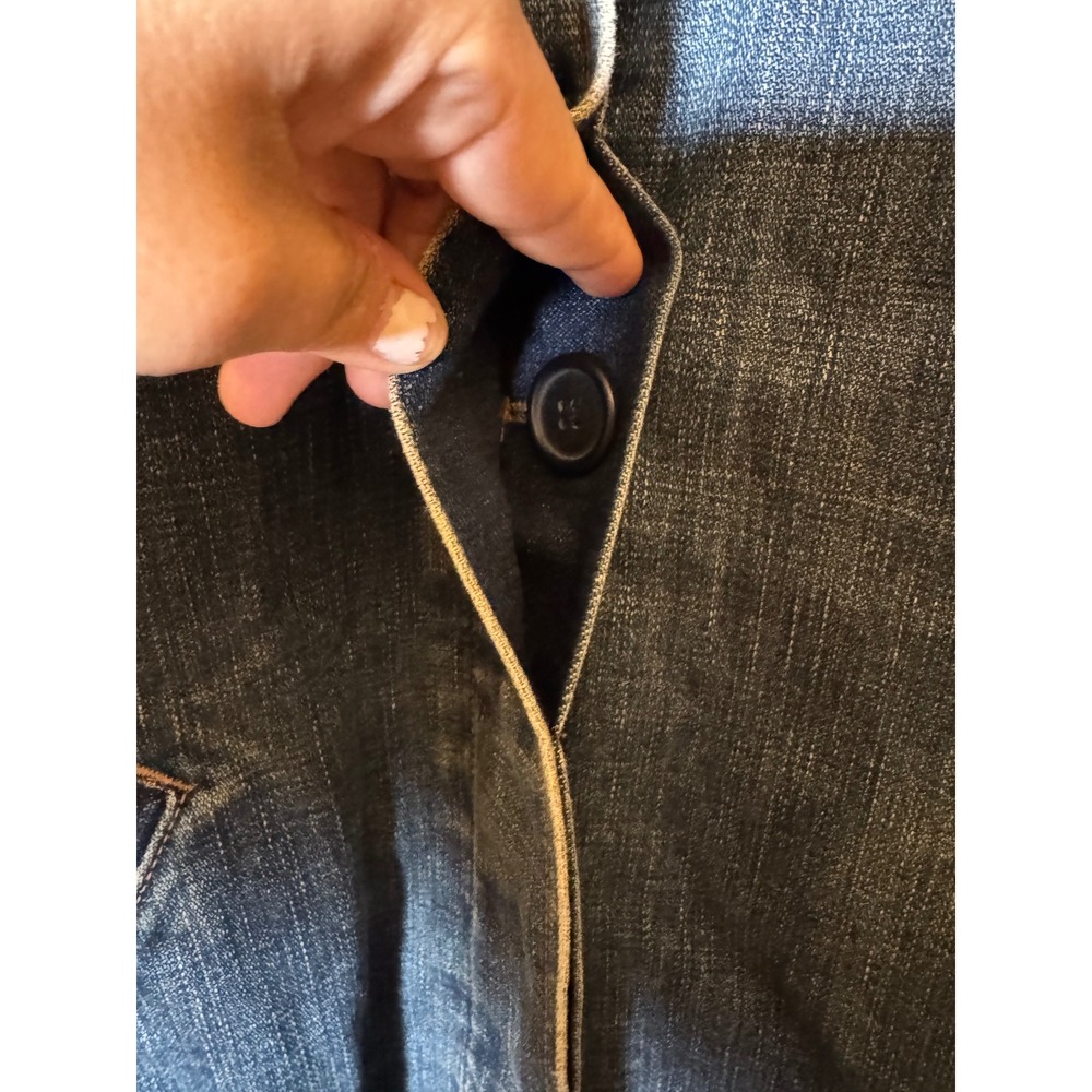 Vintage GAP Denim Trench Coat Womens XS Long Button Up Jean Fall Jacket 2002 Y2K - Picture 6 of 8